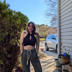 Olive Green Distressed Women's Pants